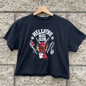 Rad Coffee Stranger Things Hellfire Mug Club Cropped Black Tee